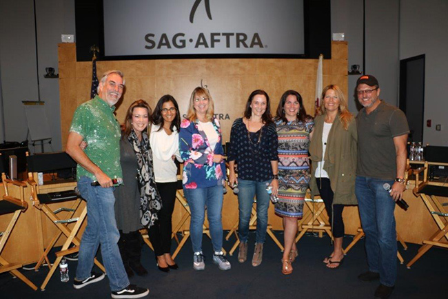 A Whisper To A Scream: Vocal Health & Strain Prevention in Voice Acting. SAG-AFTRA. Panel (from left): Keythe Farley, Misty Lee, Dr. Reena Gupta, Linda Gasson, Natascha Corrigan, Mary-Elizabeth McGlynn, Steve Blum.